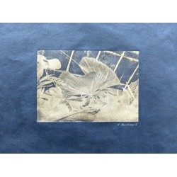 Fan Palm in Silver and Blue